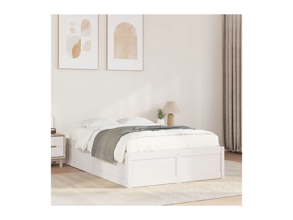 Letto senza Materasso Bianco 120x200 cm Legno Massello di Pino