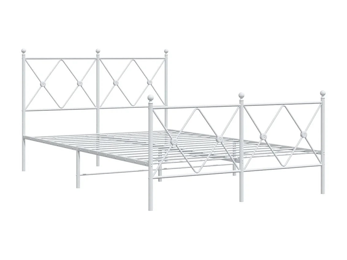 Cadre de lit métal sans matelas et pied de lit blanc 120x190 cm