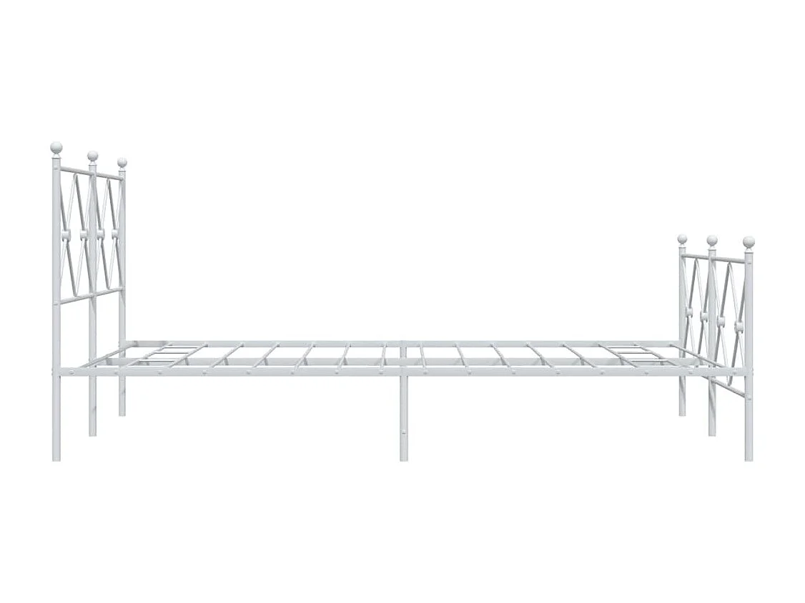 Cadre de lit métal sans matelas et pied de lit blanc 120x190 cm
