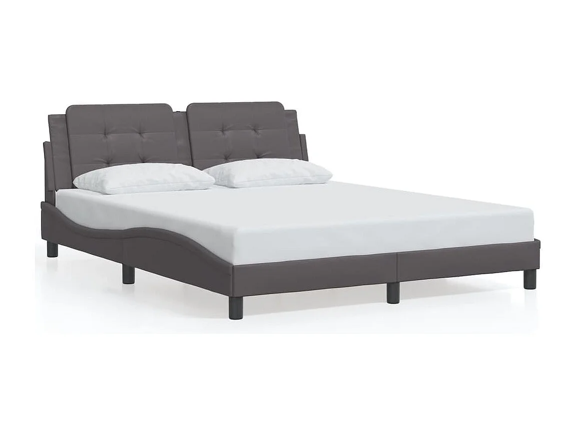 Bedframe met hoofdbord kunstleer grijs 160x200 cm