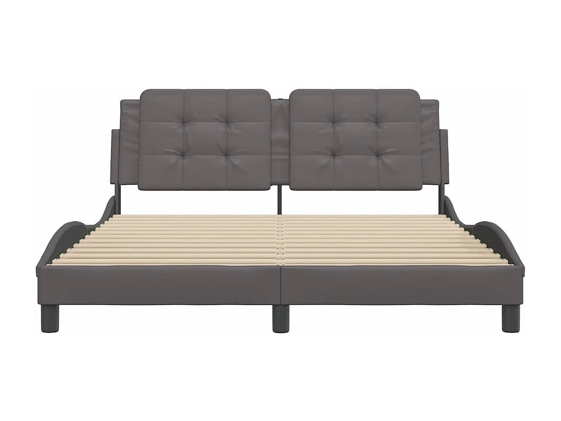 Bedframe met hoofdbord kunstleer grijs 160x200 cm