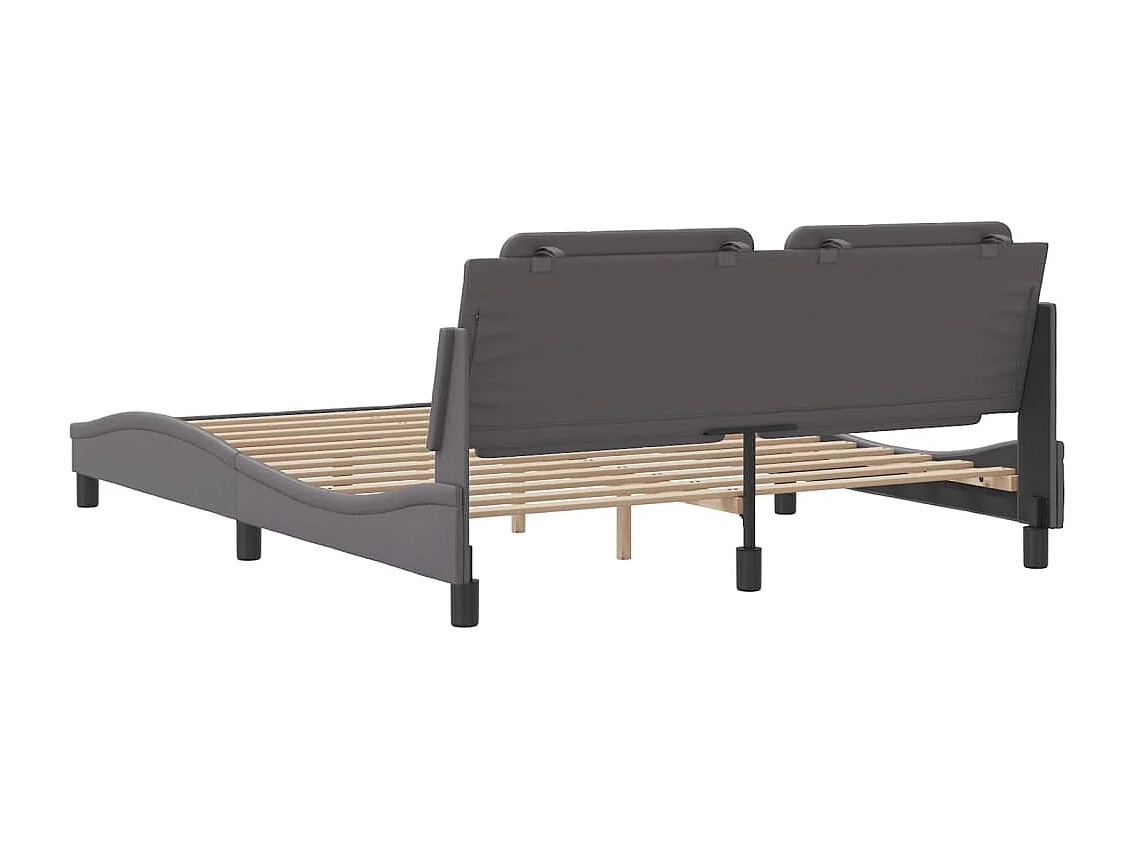 Bedframe met hoofdbord kunstleer grijs 160x200 cm