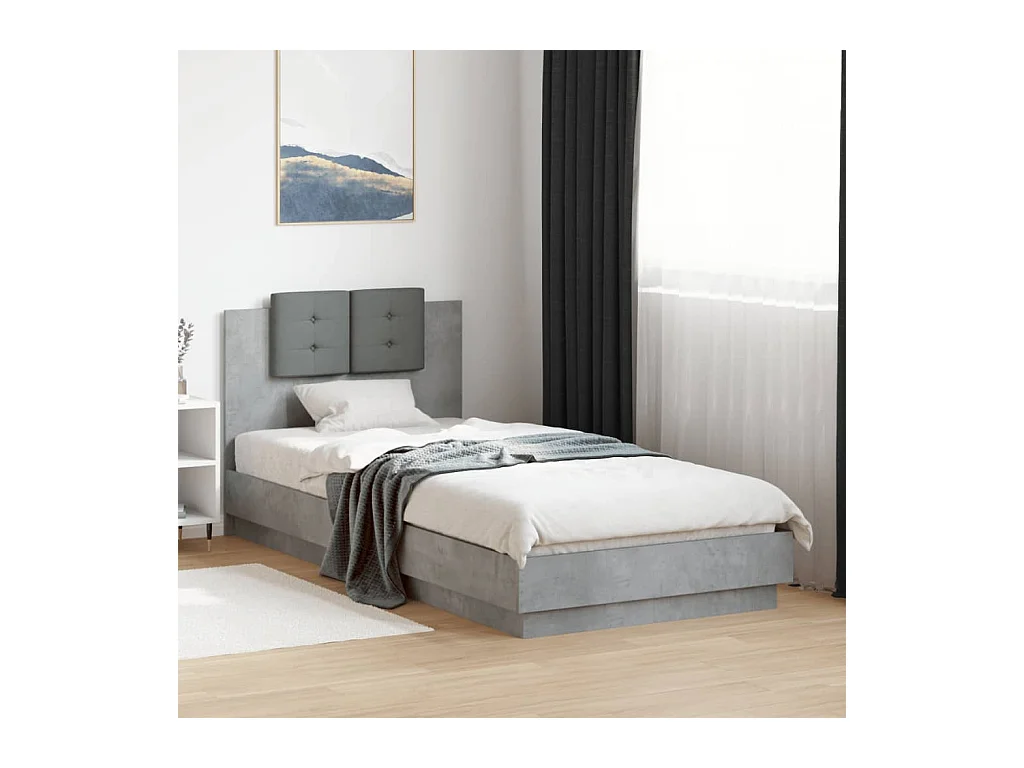 Cadre de lit sans matelas gris béton 90x200 cm