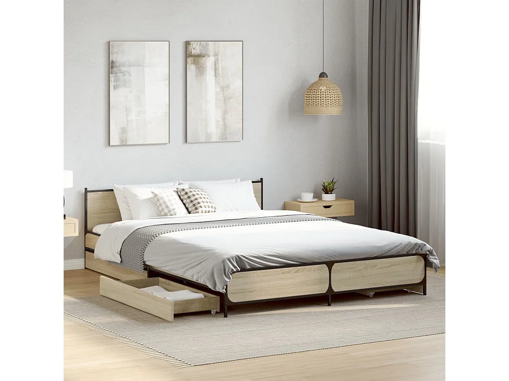 Giroletto Cassetti Rovere Sonoma 120x200 cm Legno Multistrato