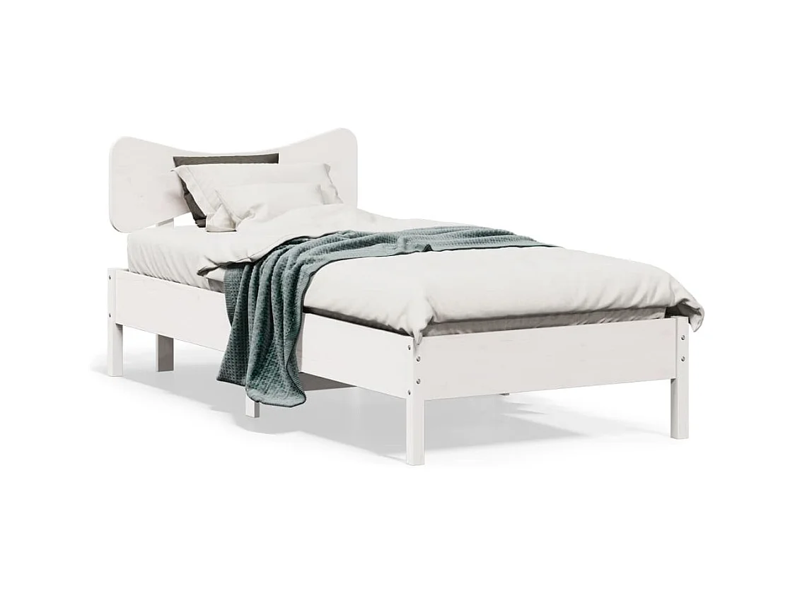 Cadre de lit sans matelas blanc 100x200 cm bois de pin massif