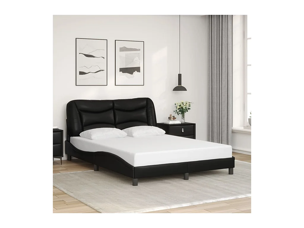Cadre de lit sans matelas noir 140x190 cm similicuir