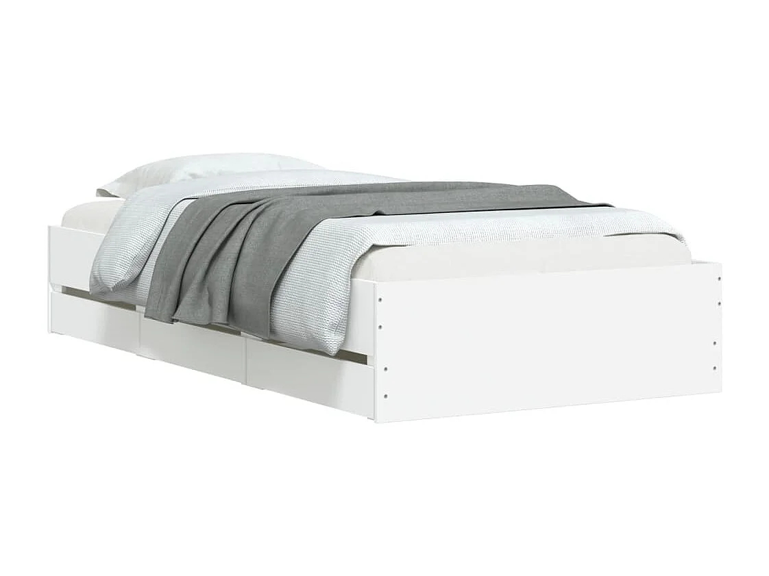 Cadre de lit avec tiroirs sans matelas blanc 90x190 cm