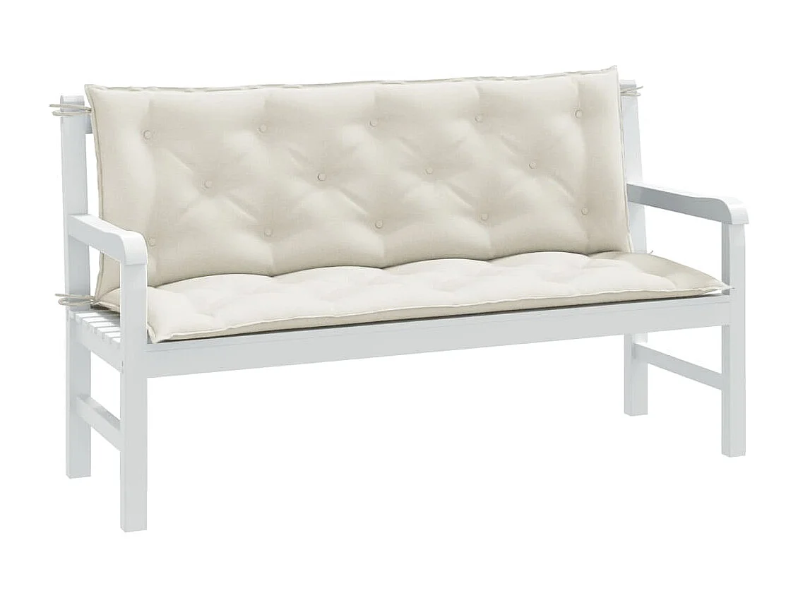 Cojines para banco jardín 2 uds tela crema melange 150x50x7 cm