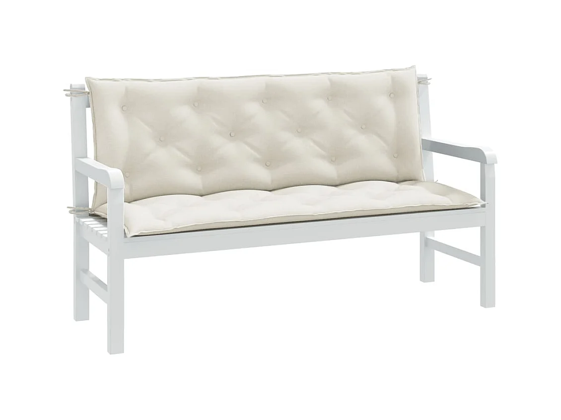 Tuinbankkussens 2 st 150x50x7 cm stof gemêleerd crèmekleurig