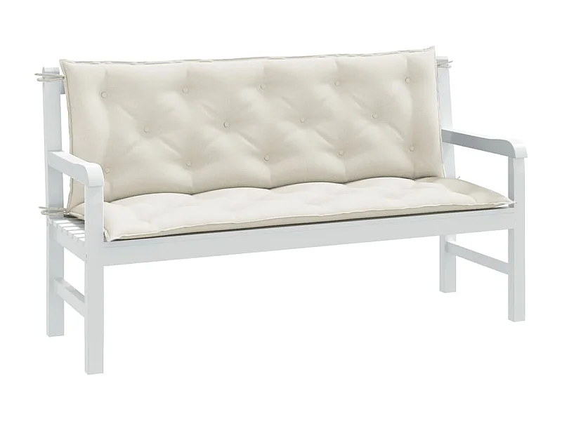 Tuinbankkussens 2 st 150x50x7 cm stof gemêleerd crèmekleurig