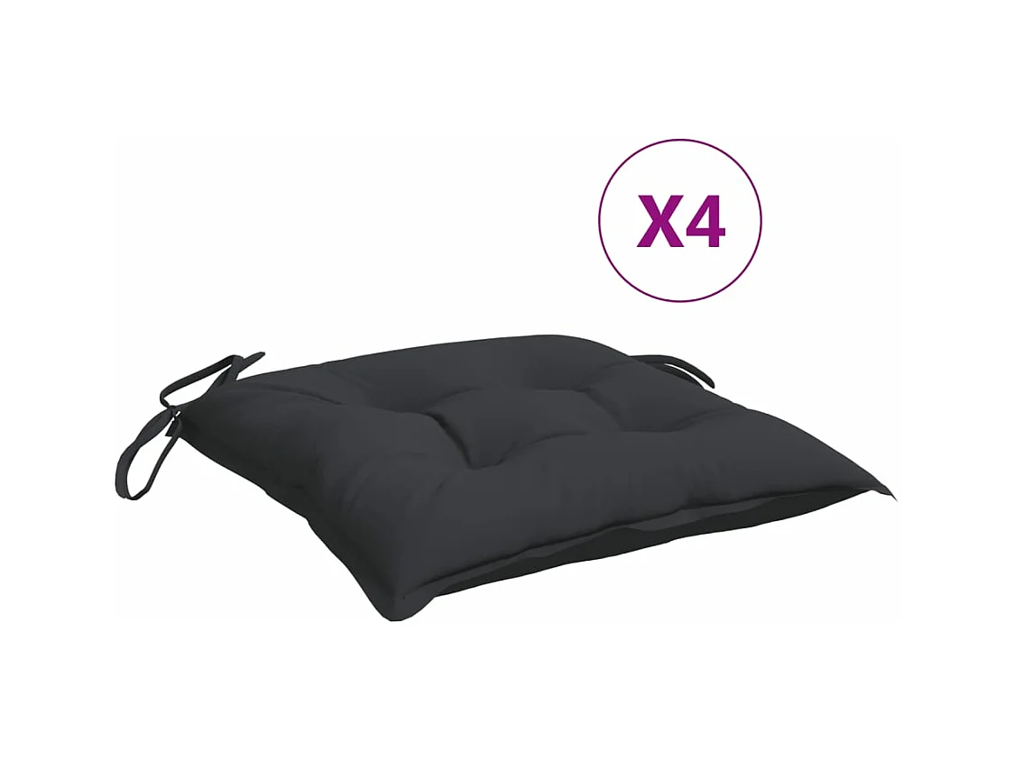 Coussins de chaise lot de 4 noir 40x40x7 cm tissu oxford