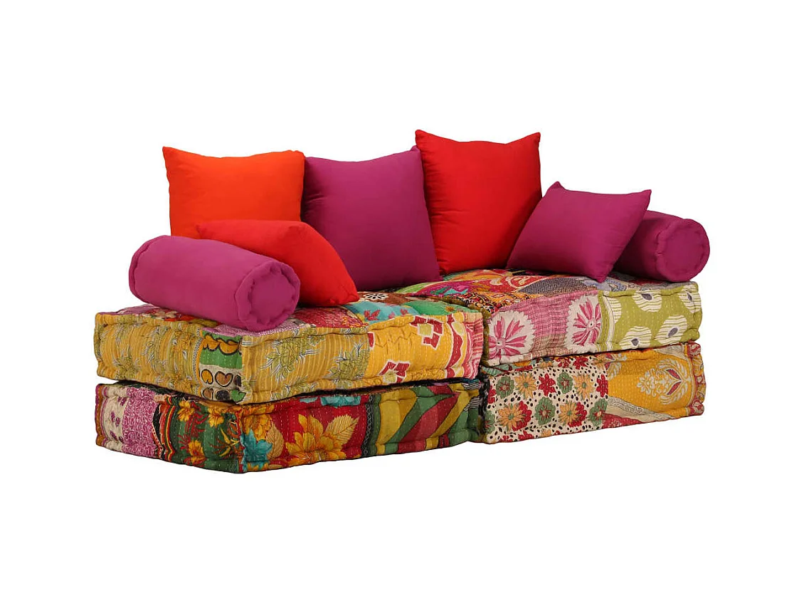 Pouf modulaire à 2 places Patchwork Tissu