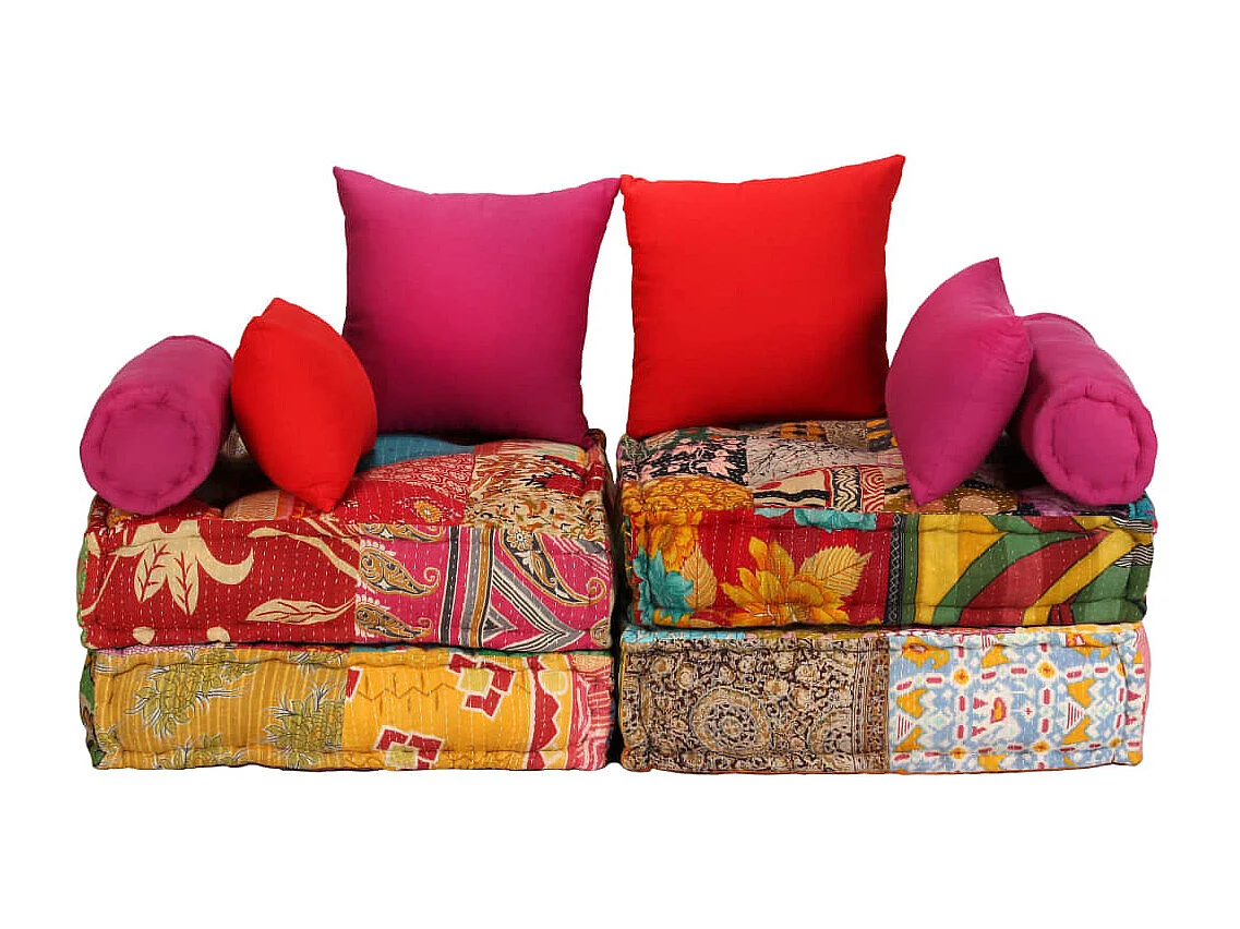 Pouf modulaire à 2 places Patchwork Tissu