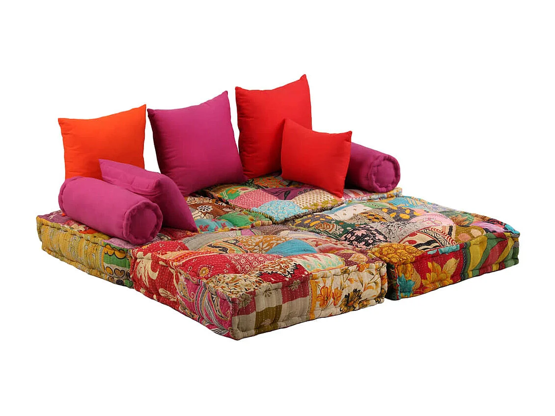 Pouf modulaire à 2 places Patchwork Tissu