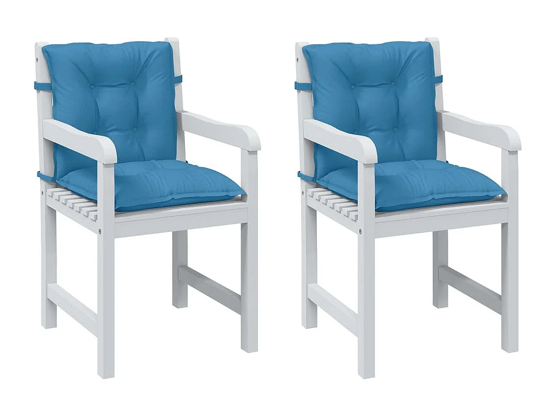 Cuscini Sedia Schiena Bassa 2 pz Blu Mélange 100x50x7 Tessuto