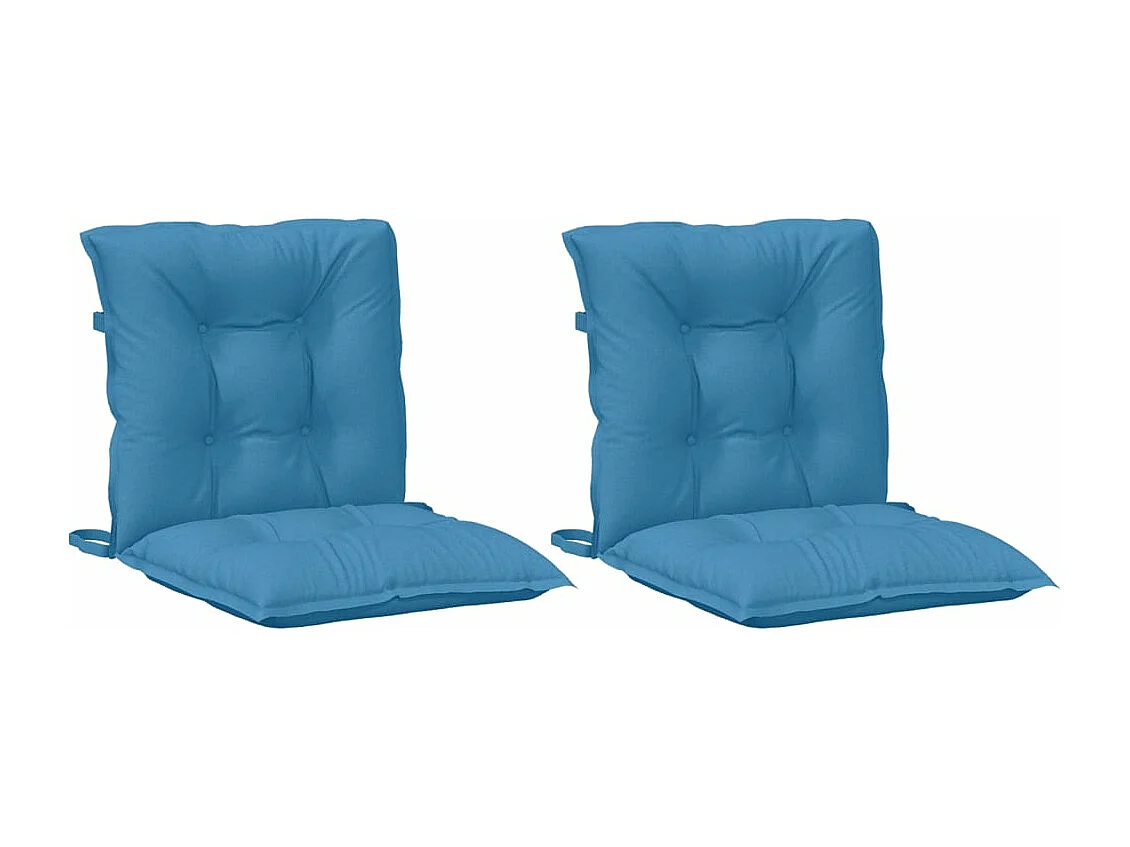 Cuscini Sedia Schiena Bassa 2 pz Blu Mélange 100x50x7 Tessuto