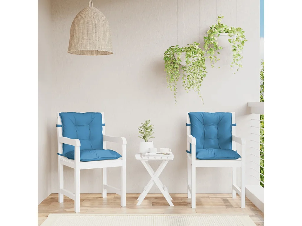 Cuscini Sedia Schiena Bassa 2 pz Blu Mélange 100x50x7 Tessuto