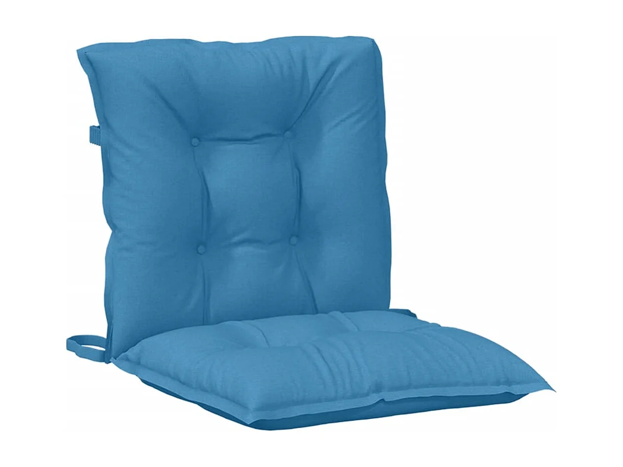 Cuscini Sedia Schiena Bassa 2 pz Blu Mélange 100x50x7 Tessuto