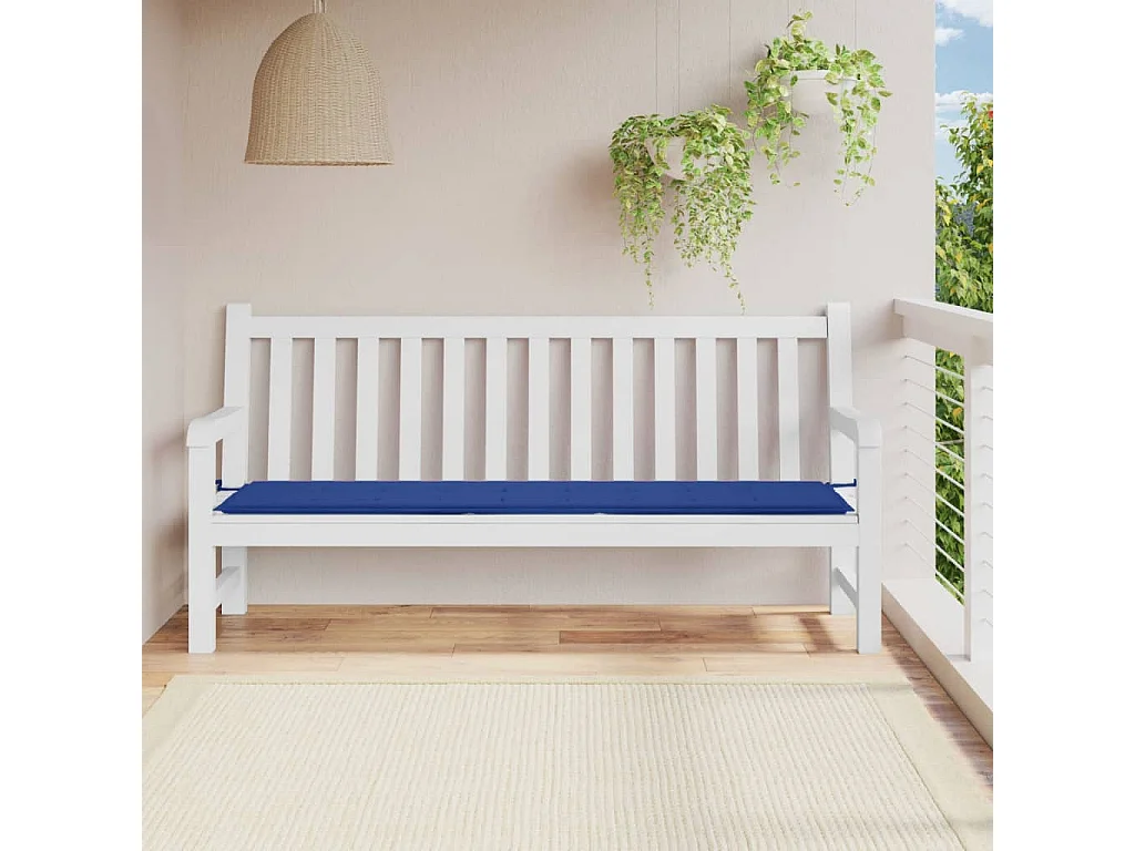Coussin de banc de jardin bleu royal 200x50x3 cm tissu oxford