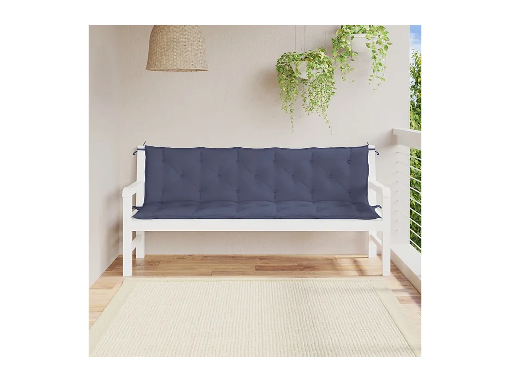 Coussins de banc de jardin lot de 2 bleu marine 180x50x7 cm