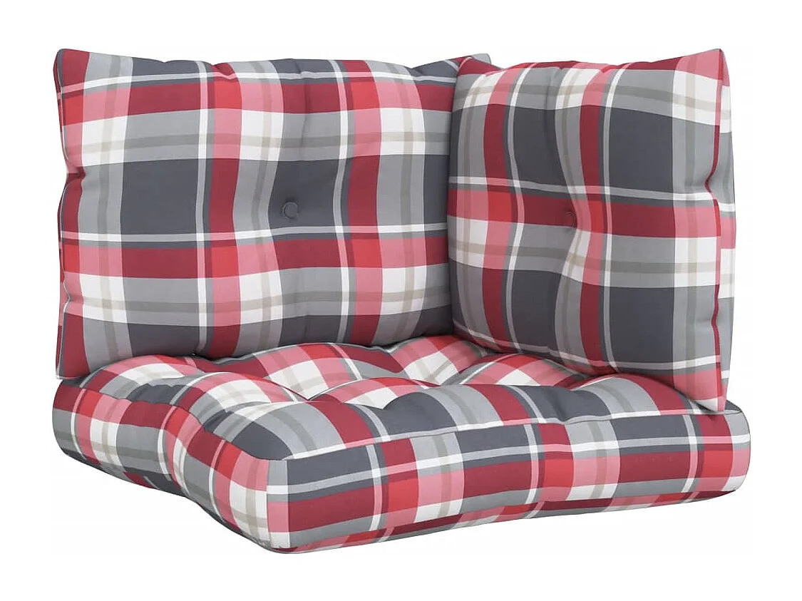 Almofadões para móveis de paletes 3 pcs tecido xadrez vermelho