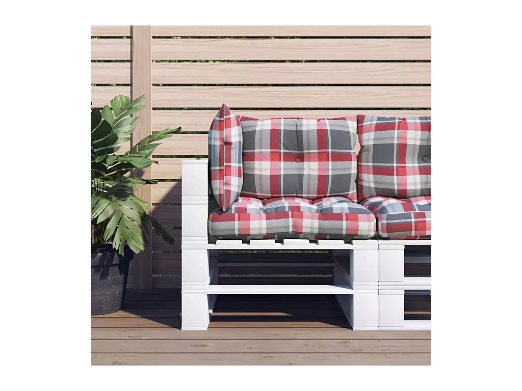 Coussins de palette lot de 3 motif à carreaux rouge tissu