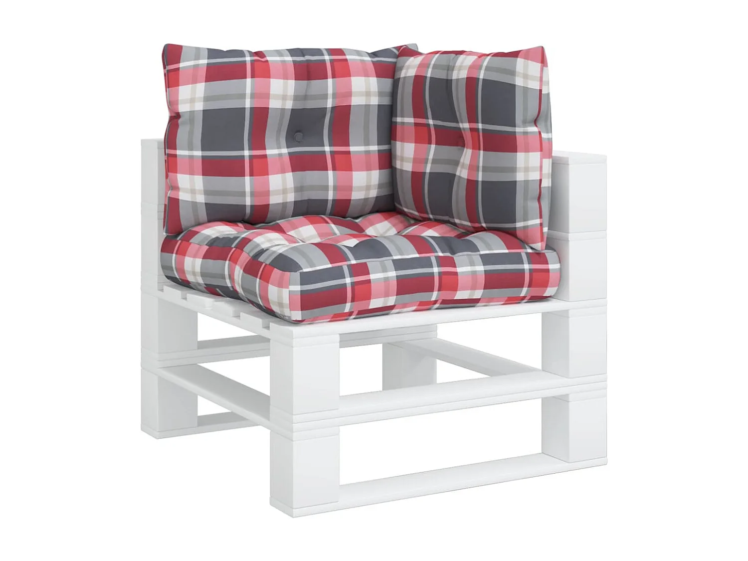 Coussins de palette lot de 3 motif à carreaux rouge tissu