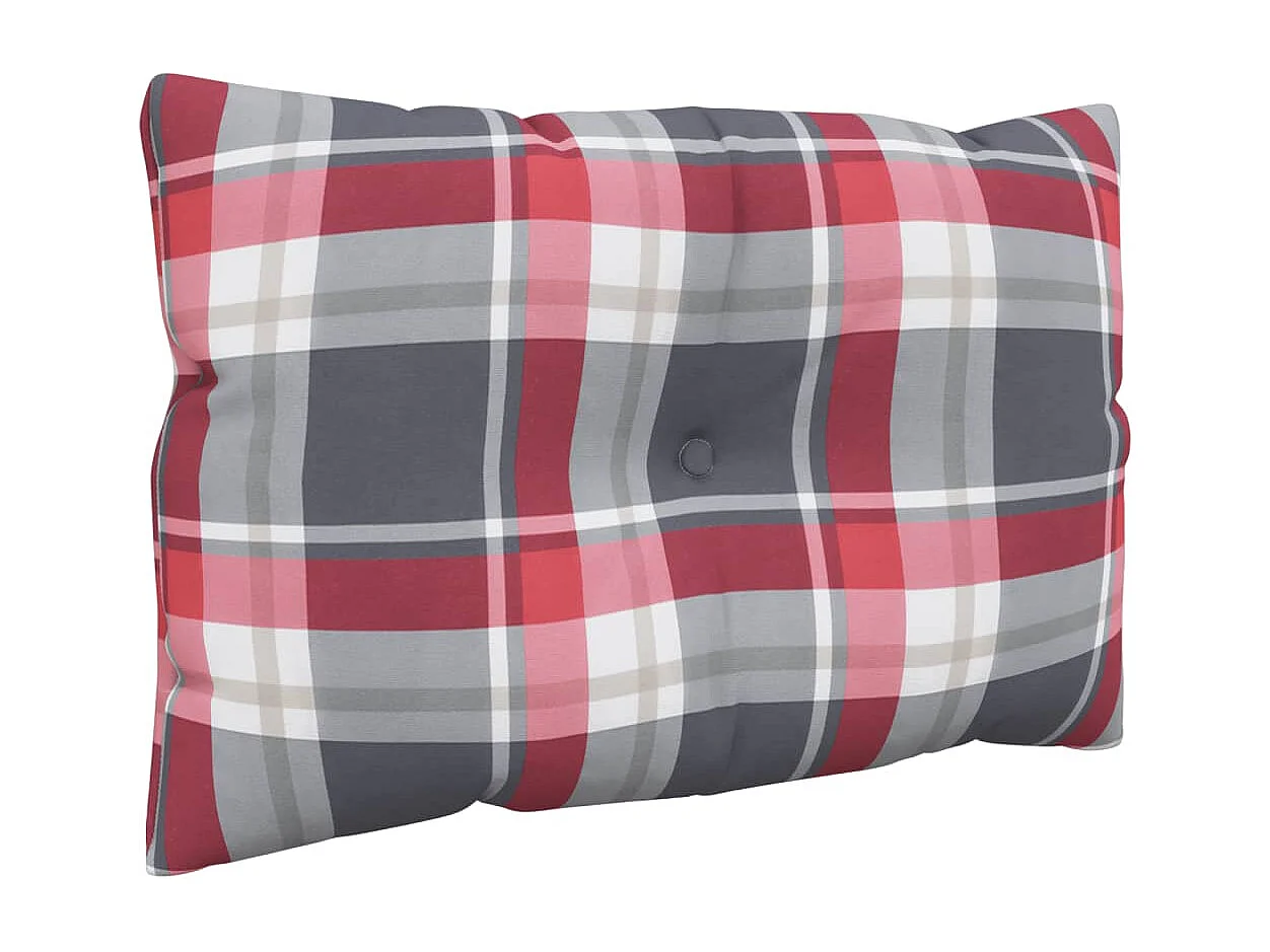 Coussins de palette lot de 3 motif à carreaux rouge tissu