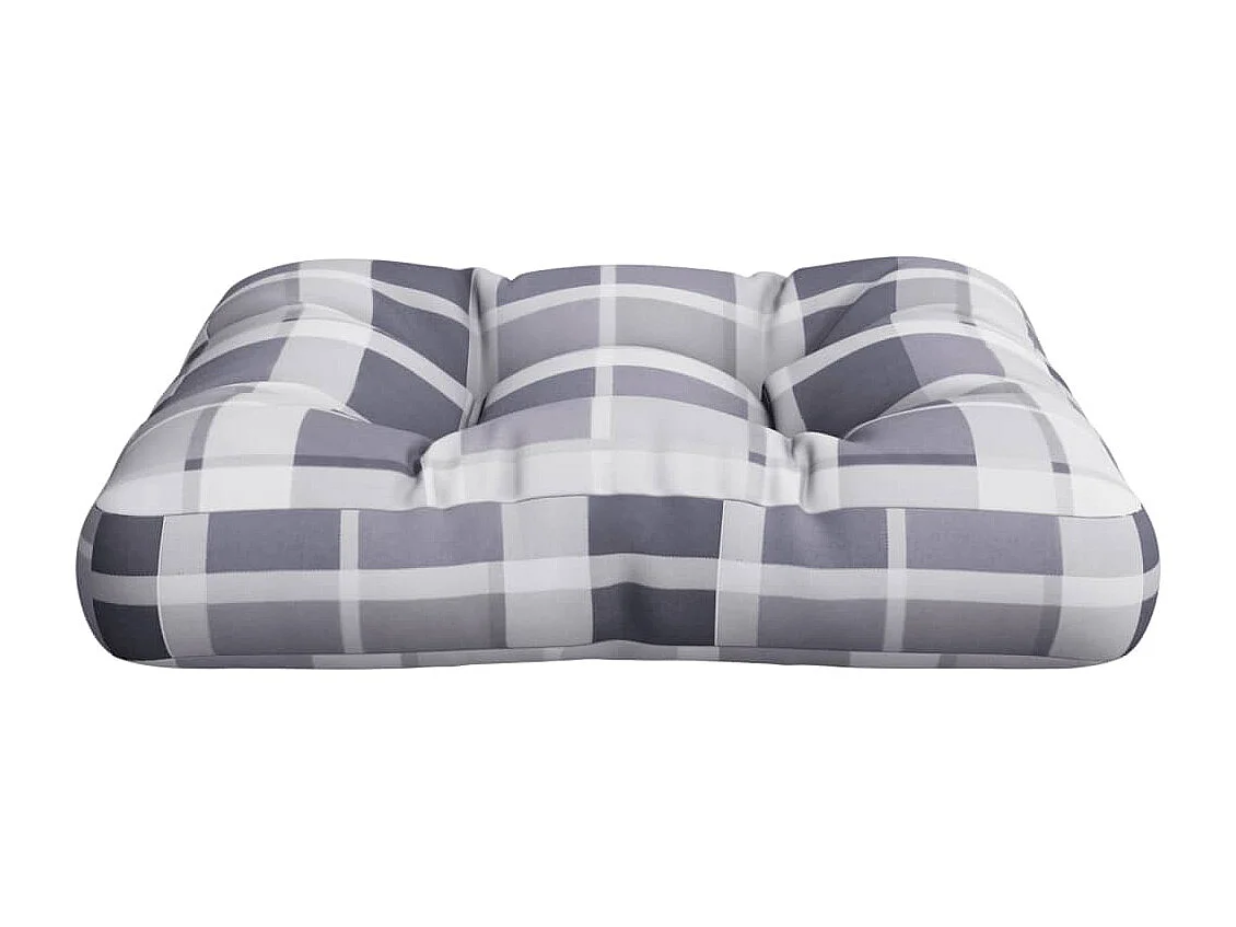 Coussin de palette motif à carreaux gris 50x50x12 cm tissu