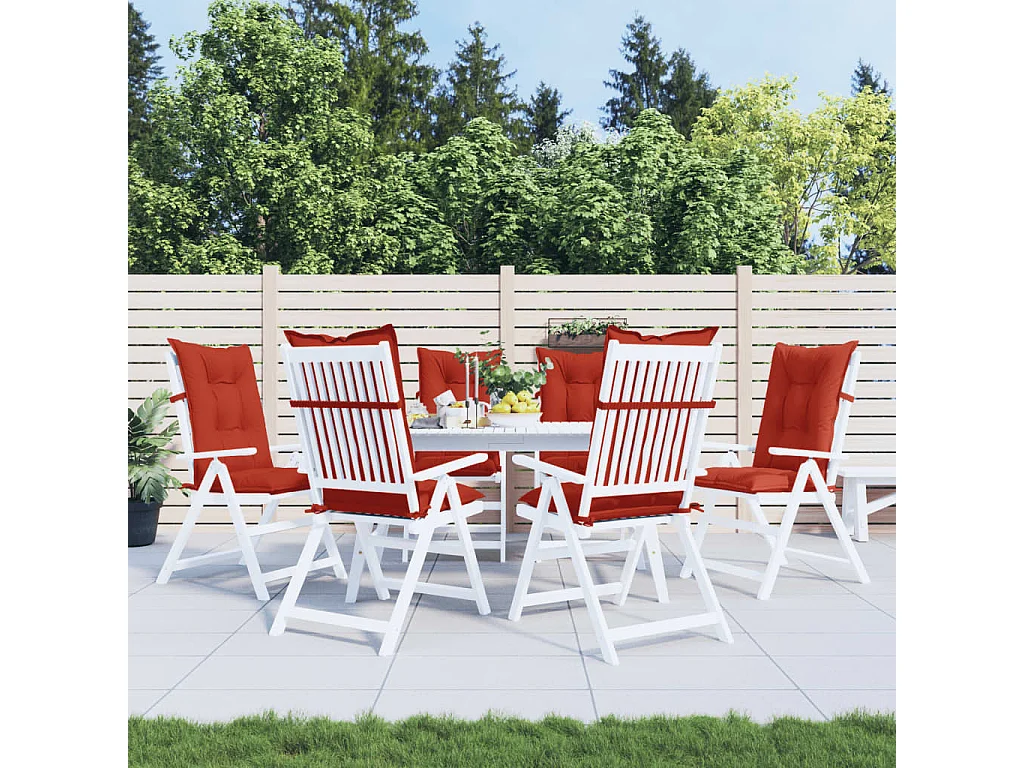Coussins de chaise à dossier haut lot de 6 rouge mélangé tissu