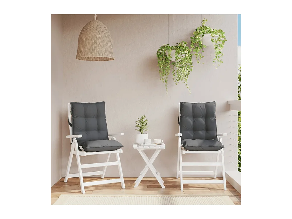 Coussins de chaise à dossier bas lot de 2 anthracite