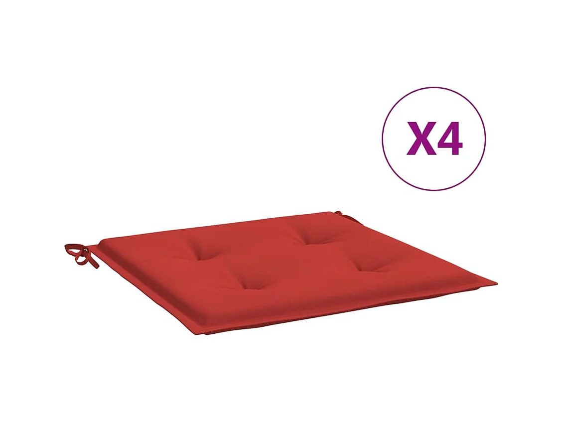 Coussins de chaise jardin lot de 4 rouge 50x50x3cm tissu oxford