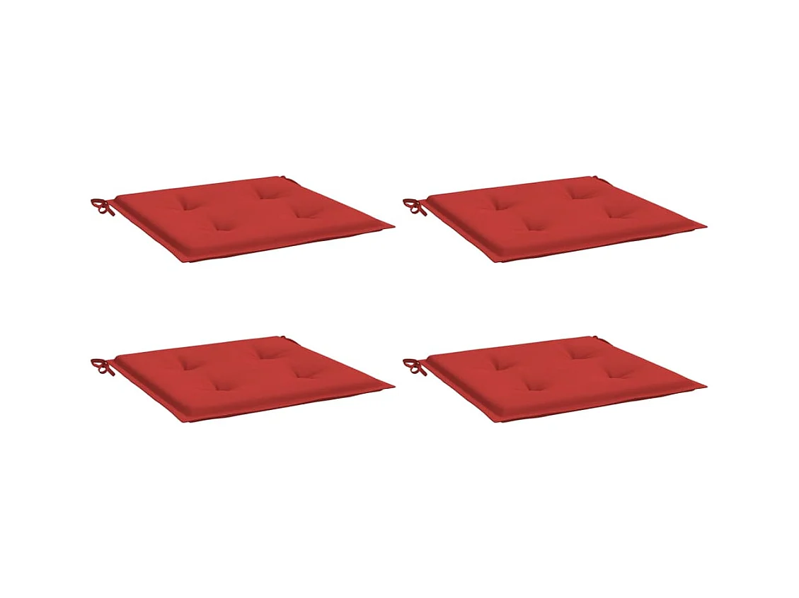 Coussins de chaise jardin lot de 4 rouge 50x50x3cm tissu oxford