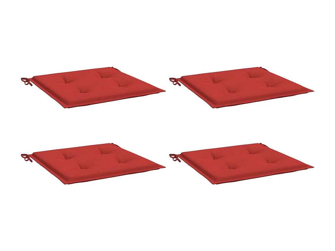 Coussins de chaise jardin lot de 4 rouge 50x50x3cm tissu oxford