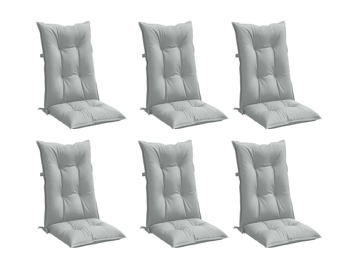 Cojines para silla respaldo alto 6 uds tela gris claro melange