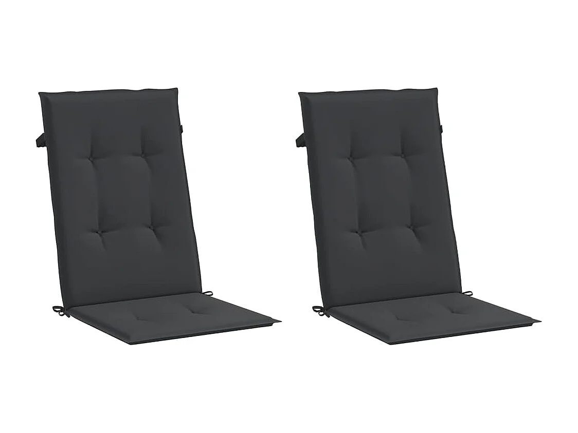 Coussins de chaise de jardin à dossier haut lot de 2 noir tissu