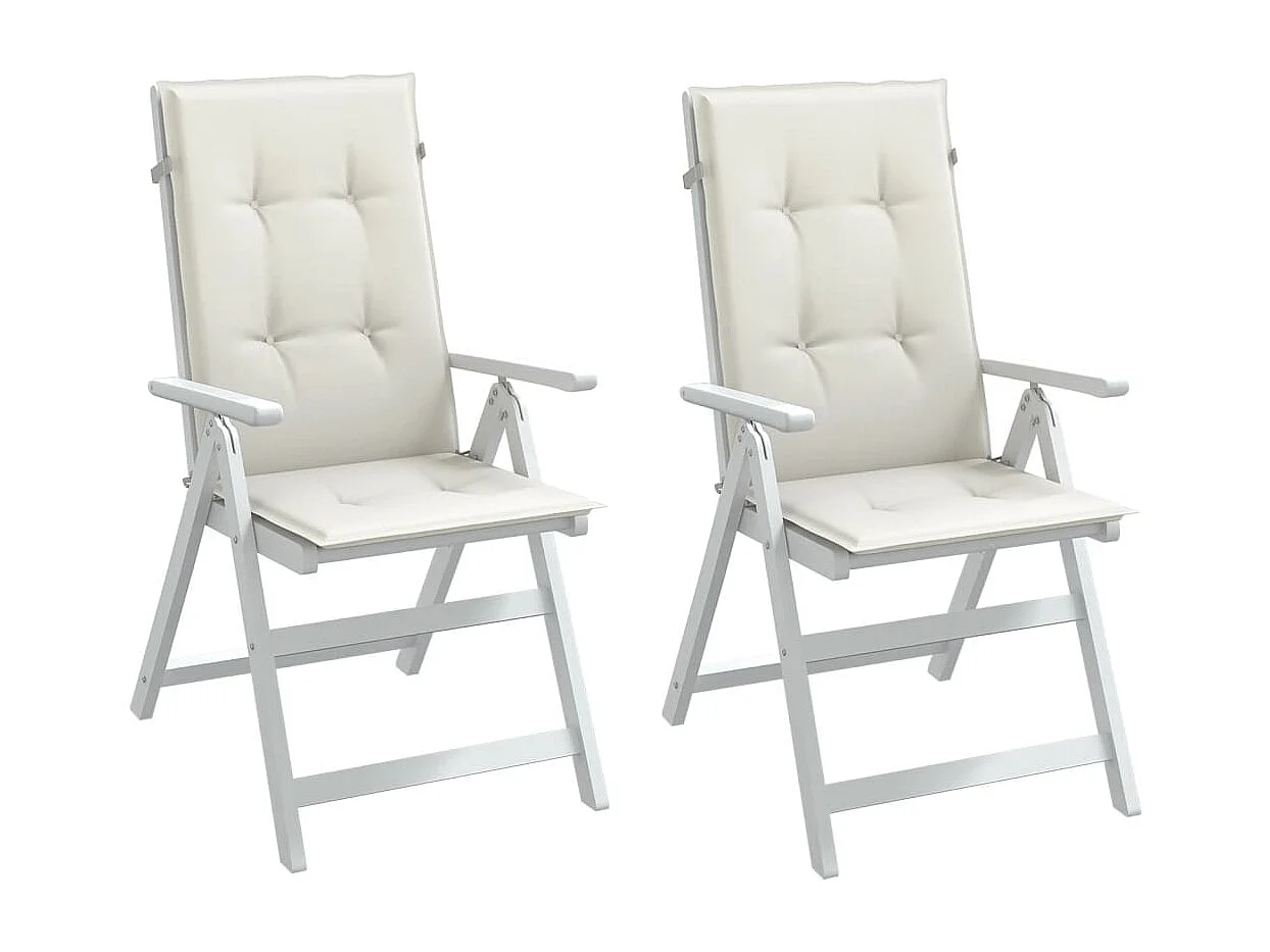 Coussins de chaise à dossier haut lot de 2 crème mélangé tissu