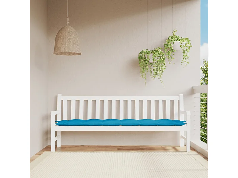 Cuscino per Panca Azzurro 200x50x7 cm in Tessuto Oxford