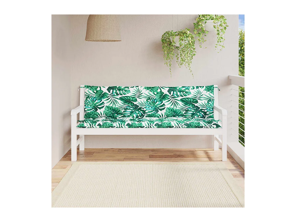 Gartenbank-Auflagen 2 Stk. Blattmuster 180x50x7cm Oxford-Gewebe