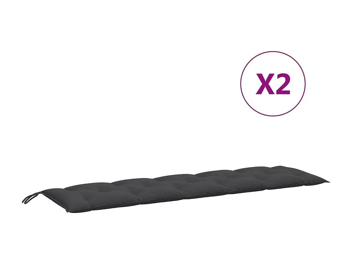 Coussins de banc de jardin lot de 2 anthracite mélangé tissu