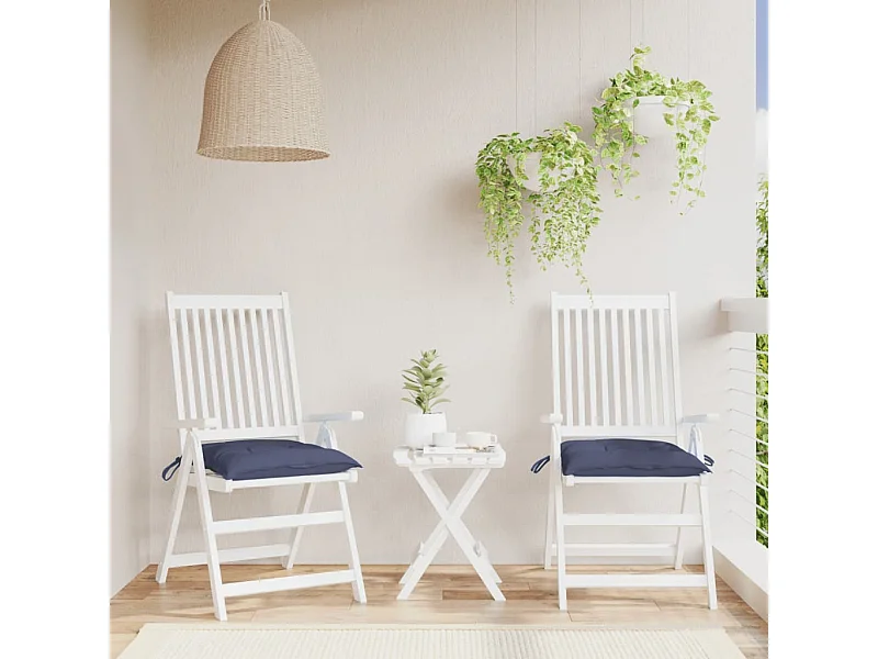 Cuscini per Sedia 2 pz Blu Marino 50x50x7 cm in Tessuto Oxford