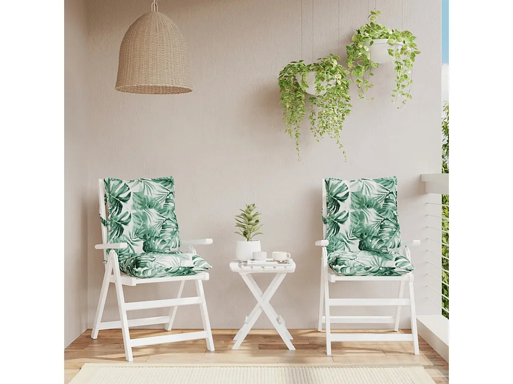 Niedriglehner-Auflagen 2 Stk. Blattmuster Oxford-Gewebe