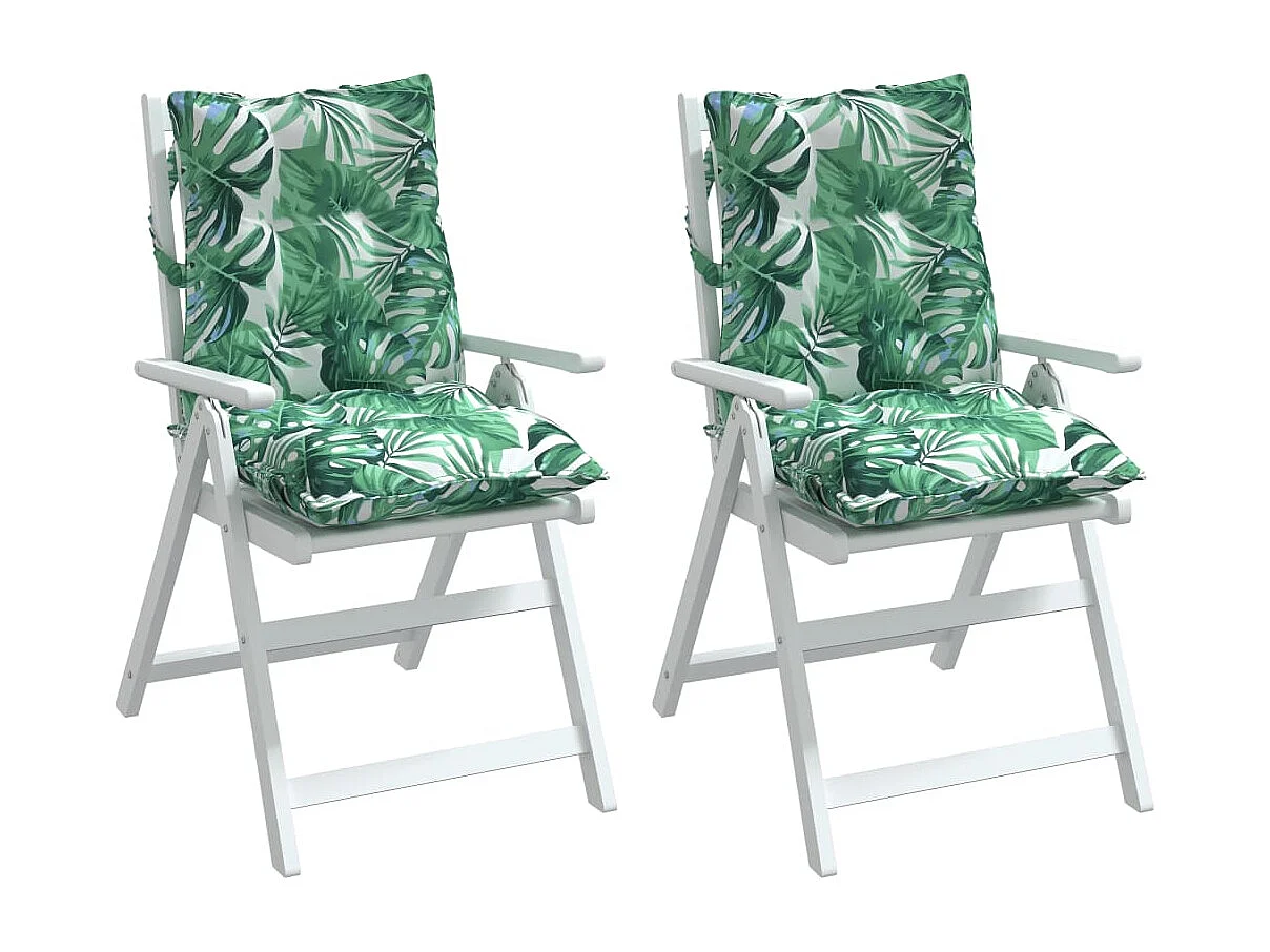 Niedriglehner-Auflagen 2 Stk. Blattmuster Oxford-Gewebe