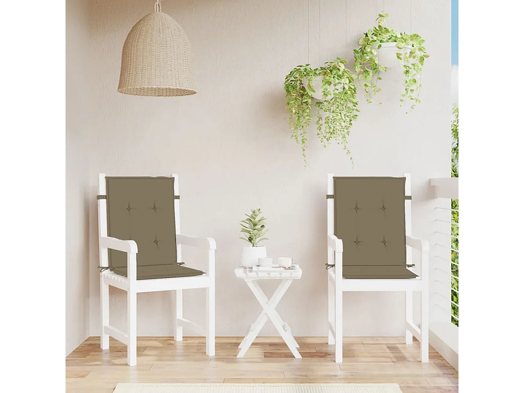 Cuscini Sedia Schiena Bassa 2 pz Tortora Mélange Tessuto