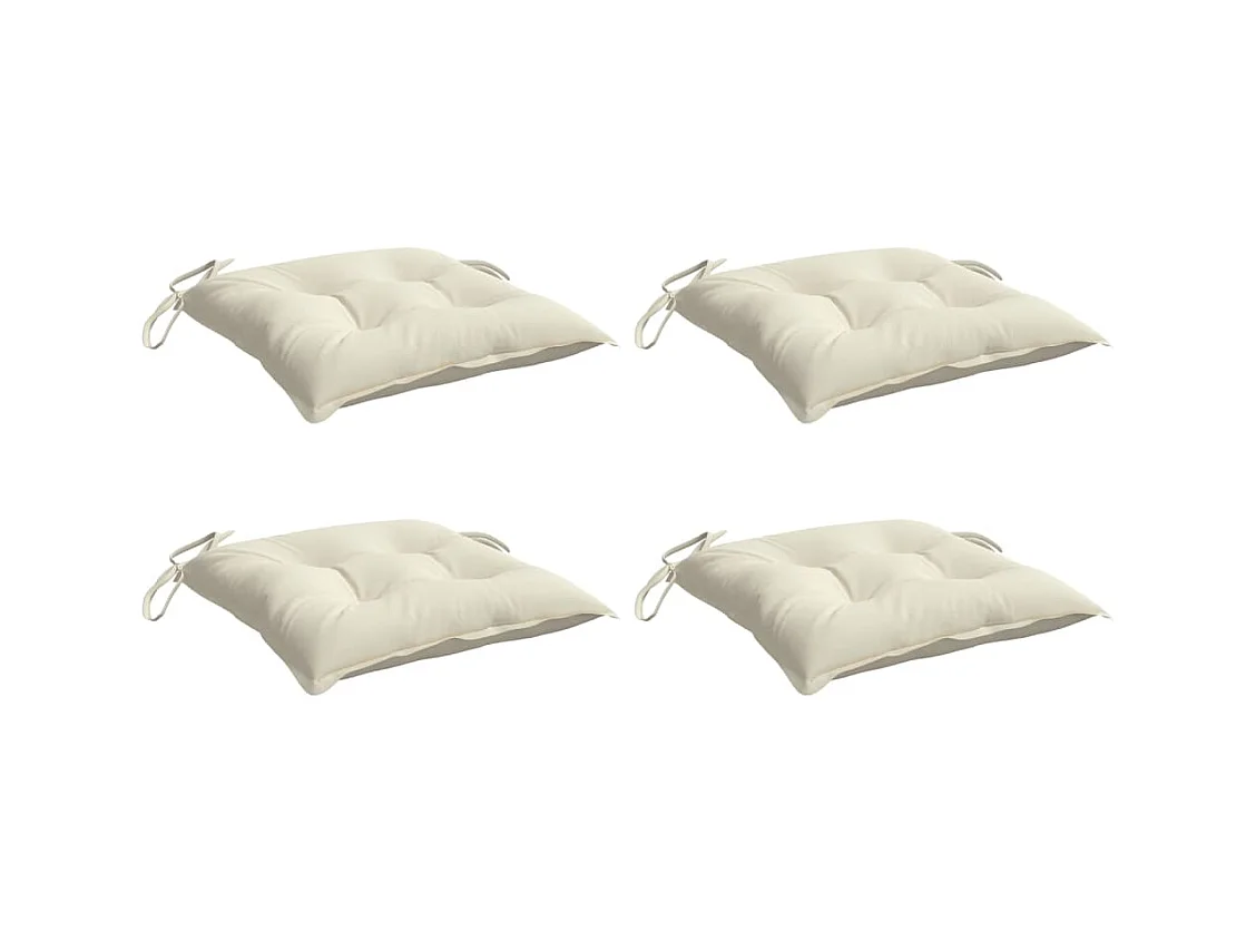 Coussins de chaise lot de 4 blanc crème 50x50x7 cm tissu oxford