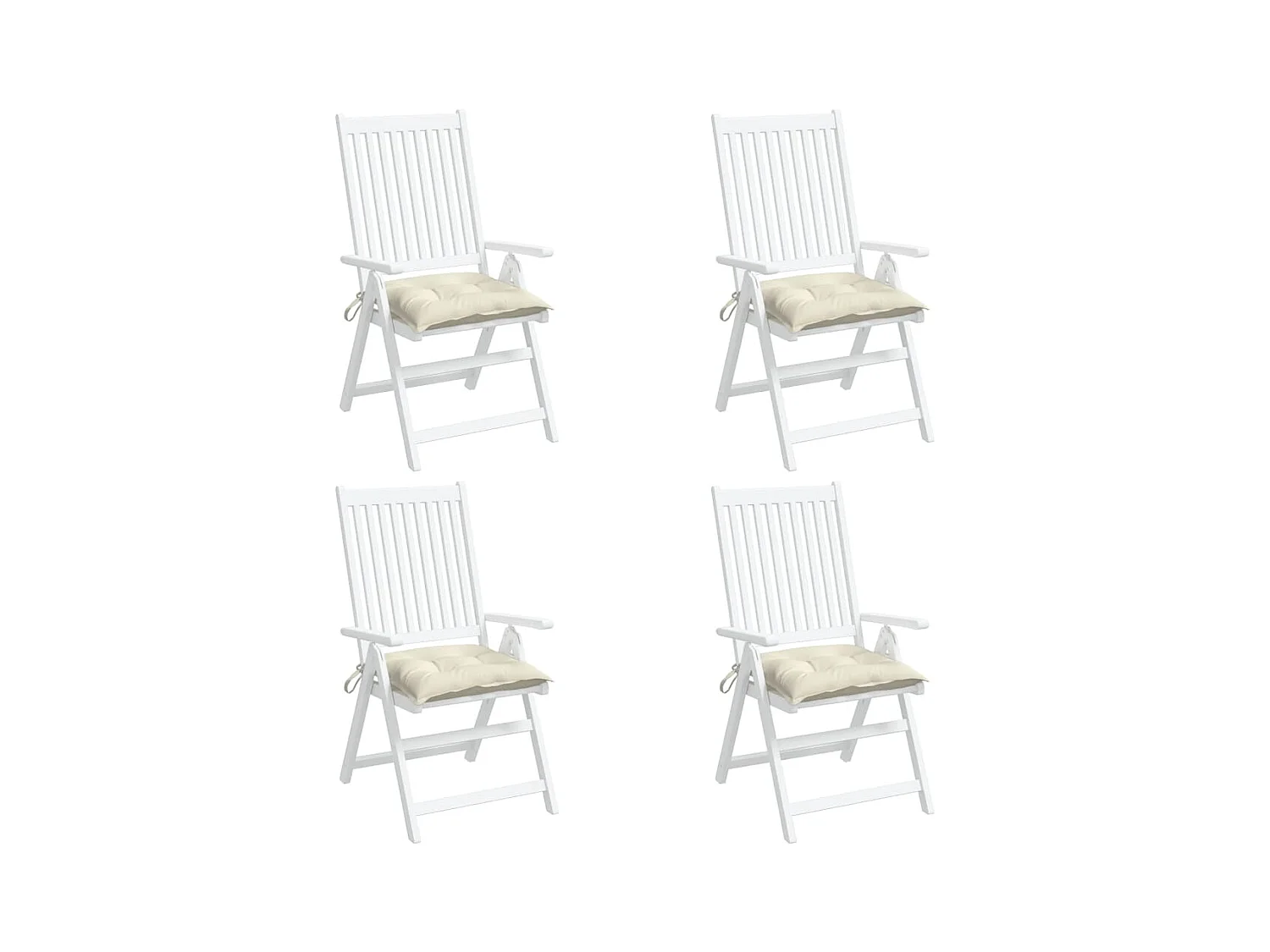 Coussins de chaise lot de 4 blanc crème 50x50x7 cm tissu oxford