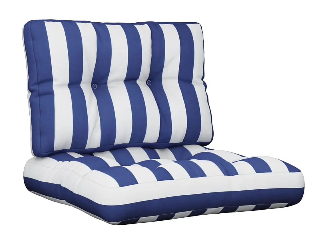 Palettenkissen 2-tlg. Blau & Weiß Gestreift Stoff