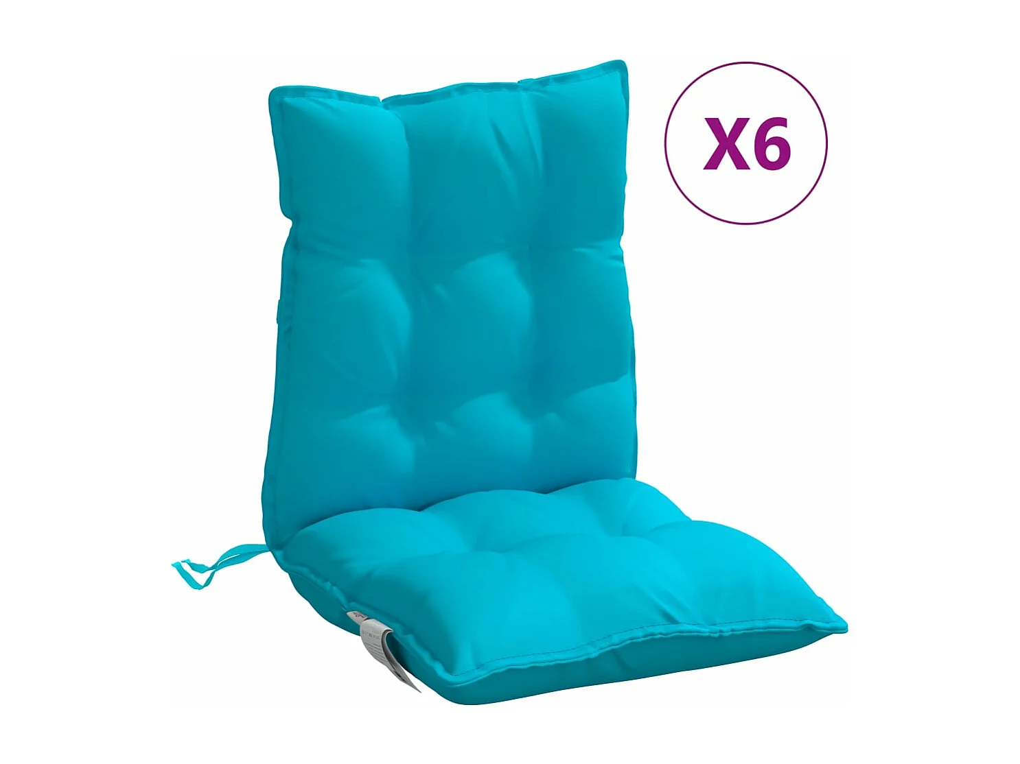 Cojines para silla con respaldo bajo 6 uds tela Oxford turquesa