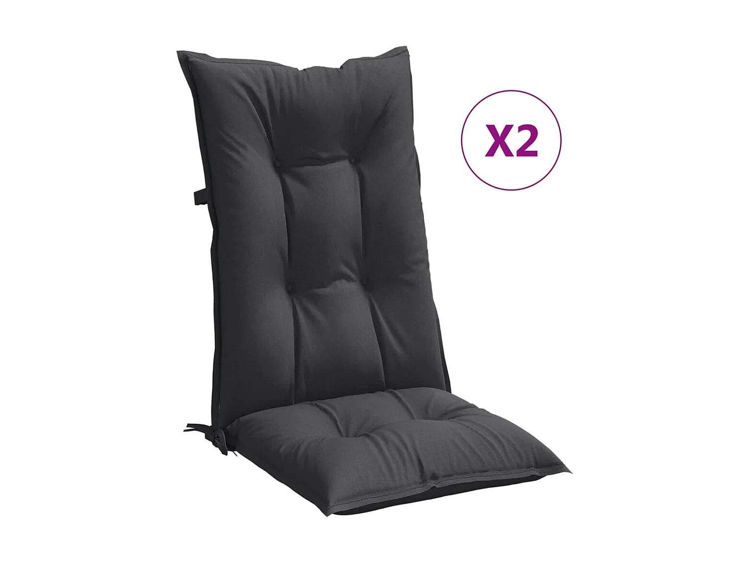 Cojines silla respaldo alto 2 uds tela gris antracita melange