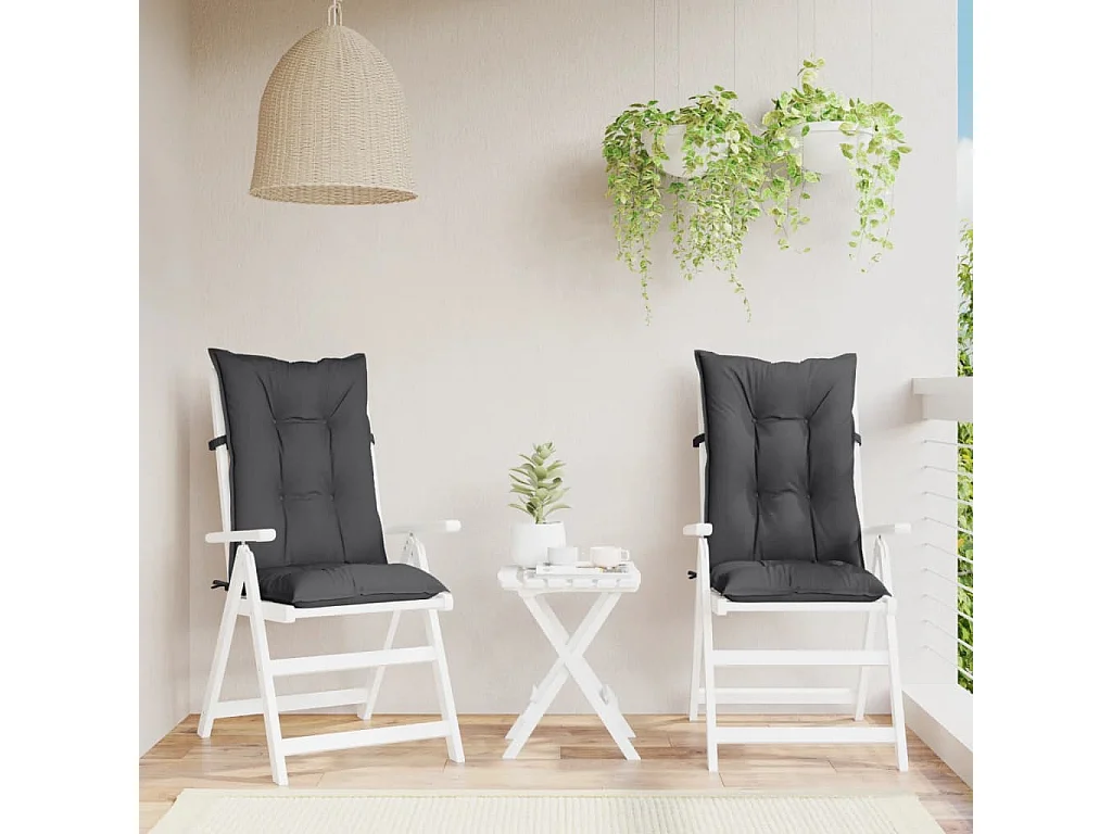 Cojines silla respaldo alto 2 uds tela gris antracita melange